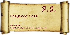 Petyerec Solt névjegykártya